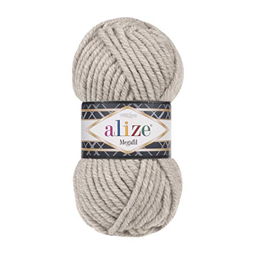 Alize Superlana Megafil Garn, Lot von 3 Knäueln, je Knäuel 100 g 55 m, 75% Acryl, 25% Wolle, SuperBulky Garn - 152 Beige Alize Superlana Megafil Garn, Lot von 3 Knäueln, je Knäuel 100 g 55 m, 75% Acryl, 25% Wolle, SuperBulky Garn - 152 Beige von Alize