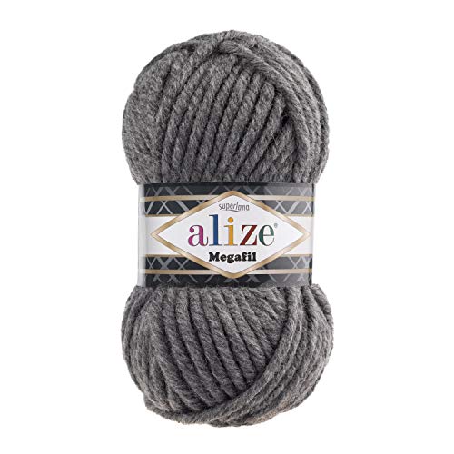 Alize Superlana Megafil Garn 3 Knäuel je Knäuel 100g 55m 75% Acryl 25% Wolle SuperBulky Garn - 182 mittelgrau Alize Superlana Megafil Garn 3 Knäuel je Knäuel 100g 55m 75% Acryl 25% Wolle SuperBulky Garn - 182 mittelgrau von Alize