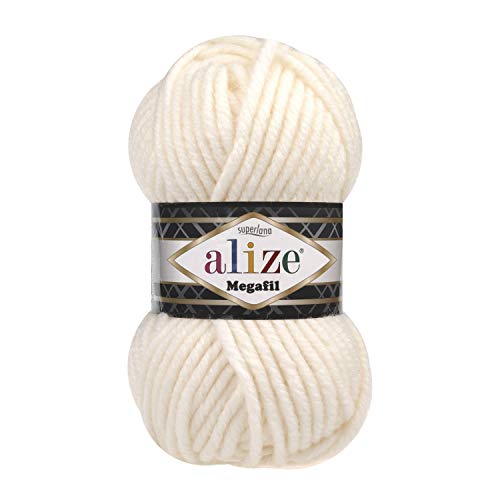Alize Superlana Megafil Garn 3 Knäuel je Knäuel 100g 55m 75% Acryl 25% Wolle SuperBulky Garn - 310 Honig von Alize