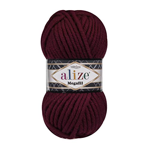 Alize Superlana Megafil Garn 3 Knäuel je Knäuel 100g 55m 75% Acryl 25% Wolle SuperBulky Garn - 57 bordeaux Alize Superlana Megafil Garn 3 Knäuel je Knäuel 100g 55m 75% Acryl 25% Wolle SuperBulky Garn - 57 bordeaux von Alize