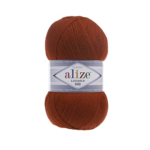 Alize Wolle Alize Lanagold 800 5 x 100g Strickwolle mit 49% Wolle 500 Gramm Wolle einfarbig türkische Wolle (36) von Alize