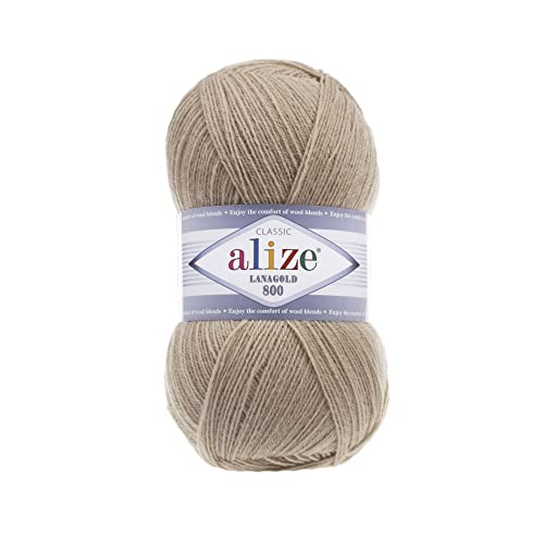 Alize Lanagold 800 Strickwolle - 5 x 100g, 49% Wolle, 500 Gramm, Einfarbig, Türkische Wolle (585) von Alize
