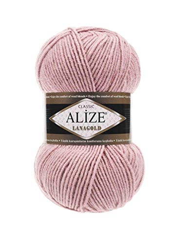 Alize Lanagold Strickwolle - 5 x 100g, 49% Wolle, 500 Gramm, Einfarbig, Türkische Wolle (161) von FangZin