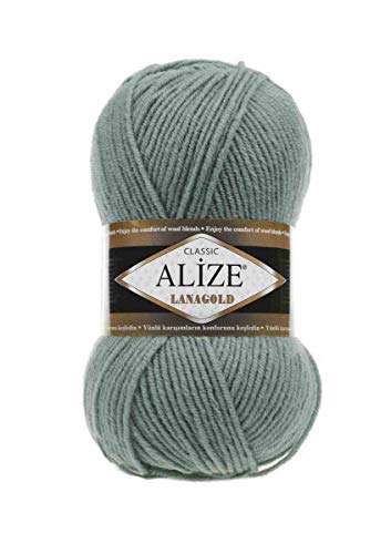 Alize Wolle Lanagold 5 x 100g Strickwolle mit 49% Wolle 500 Gramm Wolle einfarbig türkische Wolle (386) von Alize