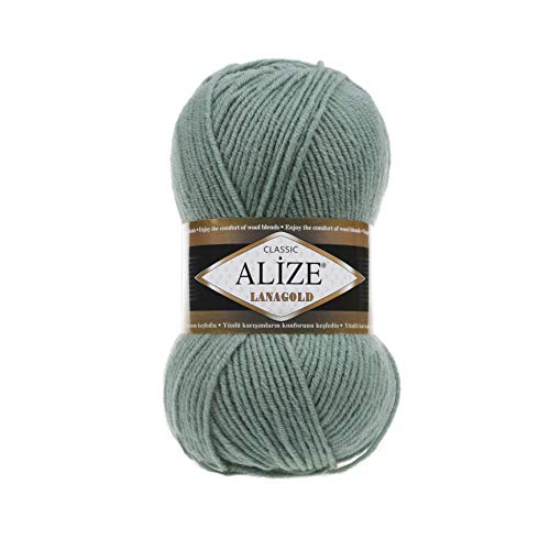 Alize Wolle Lanagold 5 x 100g Strickwolle mit 49% Wolle 500 Gramm Wolle einfarbig türkische Wolle (386) von FangZin