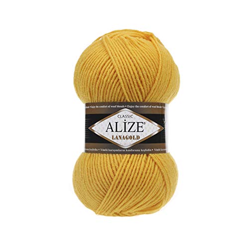 Handstrickgarn Alize LanaGold zum Häkeln, Stricken und Basteln, Wollmischung, warm, weich, natürlich, grob, handgewebt, Stricken, Häkeln, Strickwaren, Wolle, 4 Knäuel, 400 g, 1048 m, Farbe 216 Gelb Handstrickgarn Alize LanaGold zum Häkeln, Stricken und Basteln, Wollmischung, warm, weich, natürlich, grob, handgewebt, Stricken, Häkeln, Strickwaren, Wolle, 4 Knäuel, 400 g, 1048 m, Farbe 216 Gelb von Alize