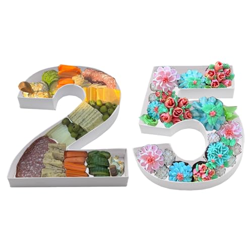 Alkiuyfv Befüllbare Pappmaché-Zahlen, Pappe, Buchstaben, Geburtstag, Charcuterie, Süßigkeiten-Tablett, Behälter (25) von Alkiuyfv