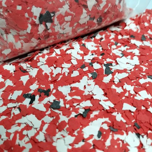 Epoxy Flocken für Bodenbeläge, 450 g Dekorative Farbchips für Beton, Epoxidharz und Arbeitsplatten, Langlebig - Schwarz, Weiß, Rot Epoxy Flocken für Bodenbeläge, 450 g Dekorative Farbchips für Beton, Epoxidharz und Arbeitsplatten, Langlebig - Schwarz, Weiß, Rot von Alkrogiha