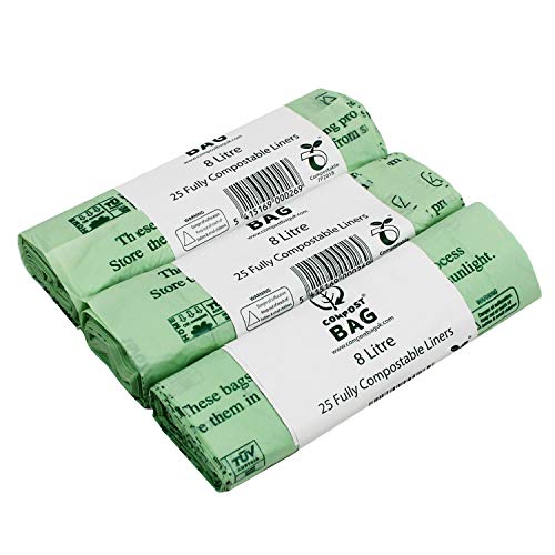 BioBag, Biologisch abbaubare Müllbeutel für den Kücheneimer, 75 Beutel zu 8 l, Beutel für den Biomüll, EN 13432, Biomüllbeutel 8 l mit Kompostieranleitung von All-Green