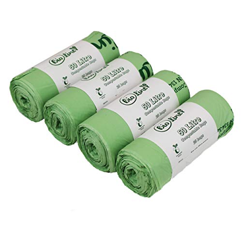 Biobag Biologisch abbaubare Müllbeutel für den Kücheneimer, 100 Beutel zu 50 l, Beutel für den Biomüll, für Swing-Bin-Mülleimer, EN 13432, Biobeutel 50 l mit Kompostieranleitung (evtl. nicht in deutscher Sprache) von All-Green
