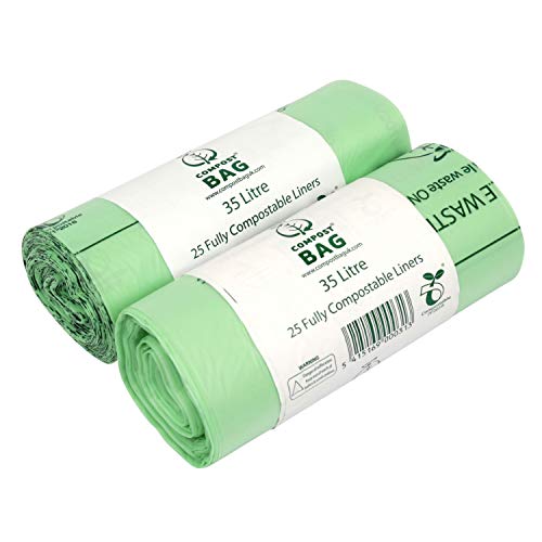 35/40 Liter x 50 kompostierbare Beutel – Kompostbeutel Küche Lebensmittelabfälle Kompostbeutel 35/40L – EN 13432 – Müllbeutel mit Kompostieranleitung 35L 40L von All-Green