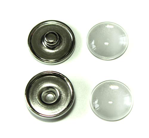 Flache runde Platin-Druckknopf-Cabochon-Tablett (18 mm mit Glas-Cabochons, 20 Sets) von All In One