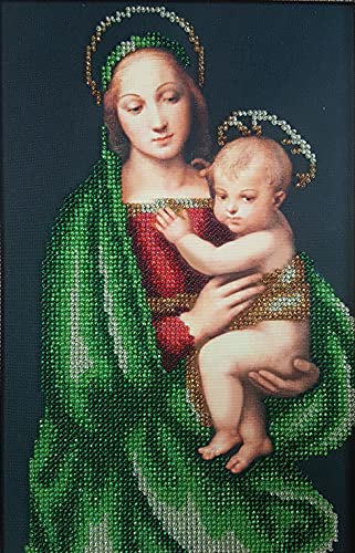 AllAboutEmbroideryUA Perlenstickerei-Set Madonna und das Kind Nadelspitze Handwerk Tapisserie-Set Religion Symbol von AllAboutEmbroideryUA