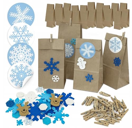 AllBags Adventskalender 2023, Adventskalender zum befüllen groß, Geschenk Papiertueten Zum Selber Befüllen Basteln Advents Tüten, Adventskalender 2023 Kinder selberfüllen (KALENDER8) von AllBags