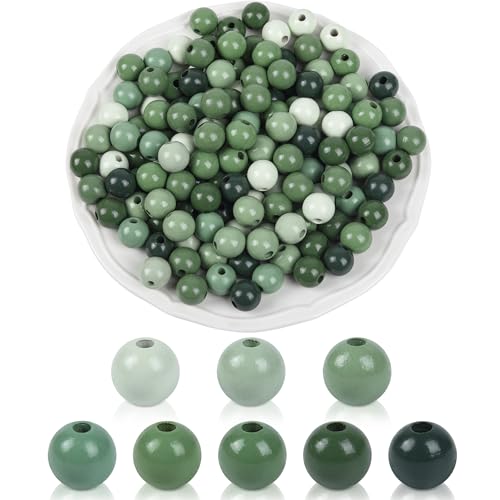 240 Stück salbeigrüne Holzperlen, Farbverlauf, grüne Holzperlen, 16 mm, farbige Bastelperlen, runde Charm-Perlen für Weihnachten, St. Patrick's Girlande, Hochzeit, Geburtstag, Dekorationen 240 Stück salbeigrüne Holzperlen, Farbverlauf, grüne Holzperlen, 16 mm, farbige Bastelperlen, runde Charm-Perlen für Weihnachten, St. Patrick's Girlande, Hochzeit, Geburtstag, Dekorationen von AllReal