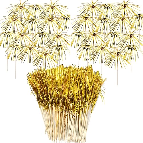 Allazone 100 Stück Cocktail Picks Feuerwerk Party Picks Feuerwerk Kuchen Topper, Sandwich Cocktail Picks, Zahnstocher für Kuchen Dekoration, Party Supplies, Weihnachtsdekoration von Allazone