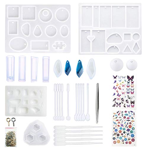 Allazone 12 Stück Schmuck Silikonform Gießform Resin Form, 5 Arten Werkzeuge Herstellen und 2 Stück Füllmaterial zum DIY Schmuck Basteln Machen Allazone 12 Stück Schmuck Silikonform Gießform Resin Form, 5 Arten Werkzeuge Herstellen und 2 Stück Füllmaterial zum DIY Schmuck Basteln Machen von Allazone