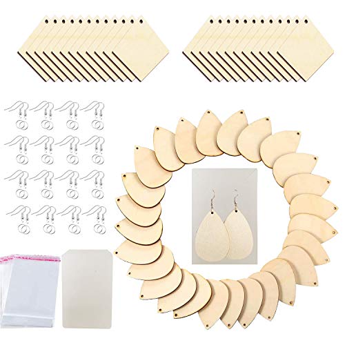Allazone 120 Stück Holzohrringe DIY Bastelkit, Personalisierbare Holzohrringe und umfangreiches Zubehör, Erwachsene, Nicht zusammenklappbar von Allazone