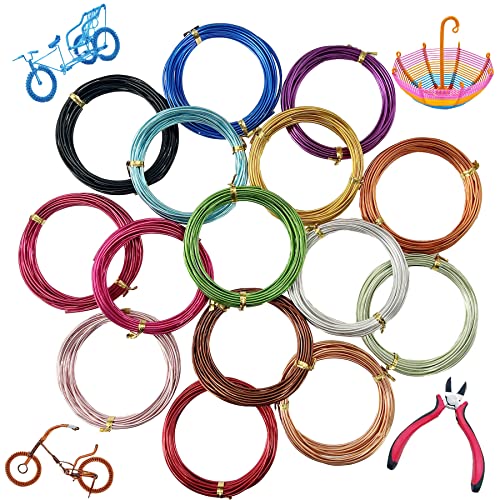 Allazone 15 Rollen Schmuckdraht Aluminium Bunt Basteldraht, 1.5mm Schmuckherstellung Aluminiumdraht Mehrfarbig Schmuck Dekodraht für Die Herstellung von Schmuckmodellen Allazone 15 Rollen Schmuckdraht Aluminium Bunt Basteldraht, 1.5mm Schmuckherstellung Aluminiumdraht Mehrfarbig Schmuck Dekodraht für Die Herstellung von Schmuckmodellen von Allazone