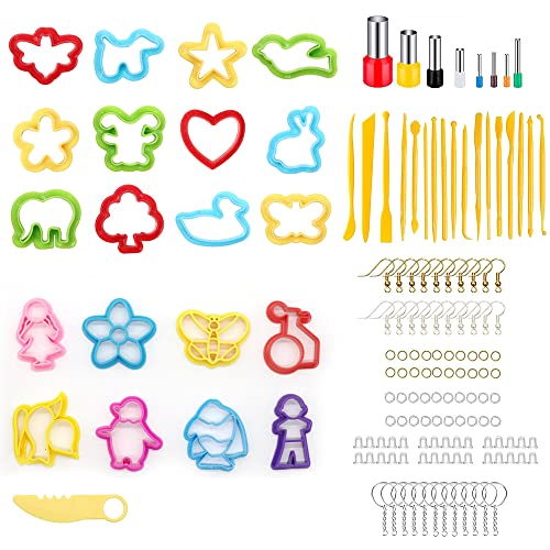 Allazone 203 Stück Polymer Ton Ausstecher Polymer Clay Tools Set, 28 Stück Polymer Tonschneider, Modellierwerkzeuge aus Ton mit Ohrhaken, Schlüsselanhänger für Polymer Clay DIY Allazone 203 Stück Polymer Ton Ausstecher Polymer Clay Tools Set, 28 Stück Polymer Tonschneider, Modellierwerkzeuge aus Ton mit Ohrhaken, Schlüsselanhänger für Polymer Clay DIY von Allazone