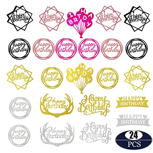 Allazone 24 Stück Kuchen Topper Happy Birthday Cake Topper Cupcake Topper Cupcake Dekoration für Geburtstag KuchenDekorationen Allazone 24 Stück Kuchen Topper Happy Birthday Cake Topper Cupcake Topper Cupcake Dekoration für Geburtstag KuchenDekorationen von Allazone