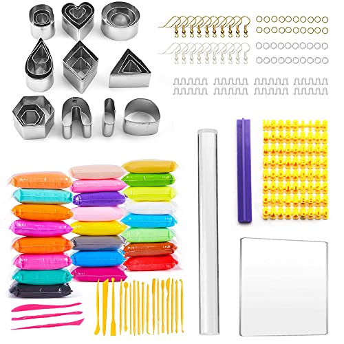 Allazone 368 Polymer Ton Ausstecher mit Acryl Ton Roller, 24 Stück Polymer Tonschneider für Ohrringherstellung, 24 Farbe Polymer Clay für Polymer Clay Schmuckherstellung Allazone 368 Polymer Ton Ausstecher mit Acryl Ton Roller, 24 Stück Polymer Tonschneider für Ohrringherstellung, 24 Farbe Polymer Clay für Polymer Clay Schmuckherstellung von Allazone