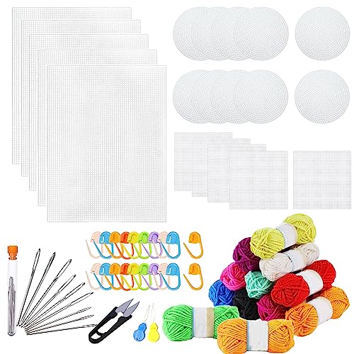 Allazone 45 Stück Mesh Canvas Sheets Plastic Canvas Kreuzstich Stoff Kunststoff Kreuzstich Kunststoff Baumwolle Stoff für Stickerei, Stricken und Häkelprojekte von Allazone