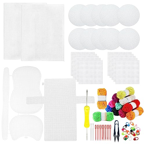 Allazone 59 Stück Mesh Canvas Sheets Plastic Canvas Kreuzstich Stoff Kunststoff Kreuzstich Kunststoff Baumwolle Stoff für Stickerei, Stricken und Häkelprojekte von Allazone