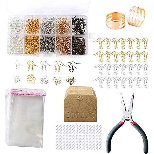 Allazone Earring Making Kit Schmuck Basteln Zubehör, Ohrringe Basteln Zubehör mit Ohrringhaken, Sprungringen, Zangen, Pinzetten, Sprungringöffner für Schmuckherstellungsbedarf von Allazone