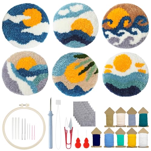Allazone Needle Punch Handwerk Stickerei Kit, Punch Needle Untersetzer Kit, Easy Embroidery für Anfänger Coaster Kunst und Handwerk Needle Coaster, Berge und Flüsse Allazone Needle Punch Handwerk Stickerei Kit, Punch Needle Untersetzer Kit, Easy Embroidery für Anfänger Coaster Kunst und Handwerk Needle Coaster, Berge und Flüsse von Allazone