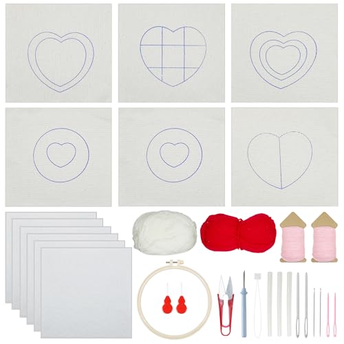 Allazone Needle Punch Handwerk Stickerei Kit, Punch Needle Untersetzer Kit, Easy Embroidery für Anfänger Coaster Kunst und Handwerk Needle Coaster, Herzförmig Allazone Needle Punch Handwerk Stickerei Kit, Punch Needle Untersetzer Kit, Easy Embroidery für Anfänger Coaster Kunst und Handwerk Needle Coaster, Herzförmig von Allazone