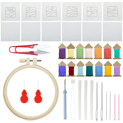 Allazone Needle Punch Handwerk Stickerei Kit, Punch Needle Untersetzer Kit, Easy Embroidery für Anfänger Coaster Kunst und Handwerk Needle Coaster, Landschaften Allazone Needle Punch Handwerk Stickerei Kit, Punch Needle Untersetzer Kit, Easy Embroidery für Anfänger Coaster Kunst und Handwerk Needle Coaster, Landschaften von Allazone