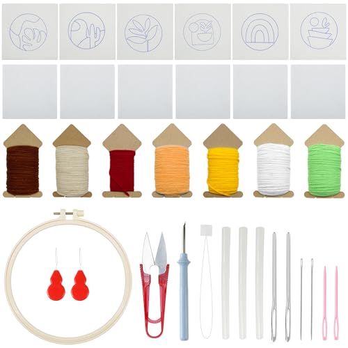 Allazone Needle Punch Handwerk Stickerei Kit, Punch Needle Untersetzer Kit, Easy Embroidery für Anfänger Coaster Kunst und Handwerk Needle Coaster, Pflanzen Allazone Needle Punch Handwerk Stickerei Kit, Punch Needle Untersetzer Kit, Easy Embroidery für Anfänger Coaster Kunst und Handwerk Needle Coaster, Pflanzen von Allazone