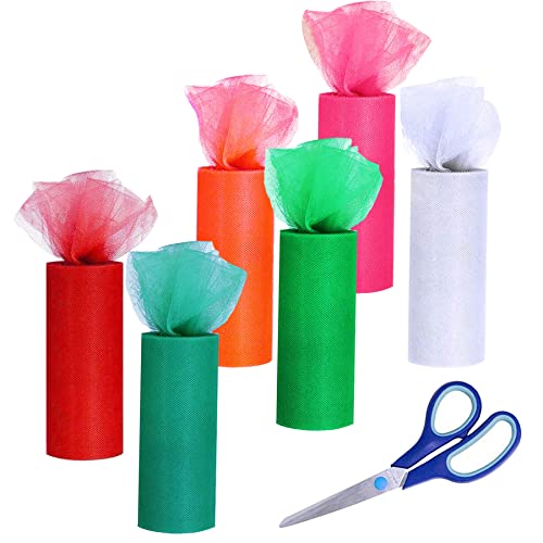Allazone Rollen Tüll Stoff 6 Rollen Tüll mit Schere, 6 Farbe Tüll Dekostoff Berolle Tüllrolle Tüllband 15CM x 23M, Nähschere für Tutu Röcke, Geschenkverpackungen, Weihnachten Allazone Rollen Tüll Stoff 6 Rollen Tüll mit Schere, 6 Farbe Tüll Dekostoff Berolle Tüllrolle Tüllband 15CM x 23M, Nähschere für Tutu Röcke, Geschenkverpackungen, Weihnachten von Allazone