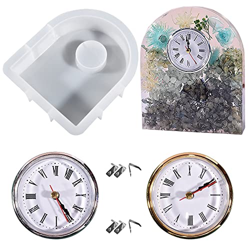 Allazone Uhr Epoxidharz Gießformen, Bogenuhr Harzformen mit 2 Uhrwerken Zubehör für DIY Basteln, Heimdekoration von Allazone