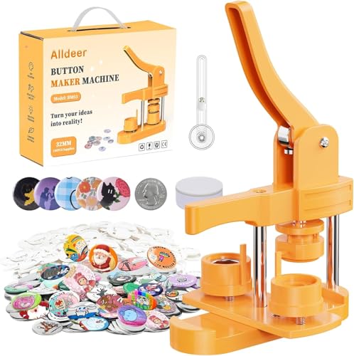 Alldeer 32 mm Knopfmacher-Maschine, 3,2 cm, DIY-Abzeichenpresse mit 100 Stück Zubehör und Kreisschneider, Nadelherstellungs-Set für Bastelprojekte und Geschenke für Kinder Alldeer 32 mm Knopfmacher-Maschine, 3,2 cm, DIY-Abzeichenpresse mit 100 Stück Zubehör und Kreisschneider, Nadelherstellungs-Set für Bastelprojekte und Geschenke für Kinder von Alldeer