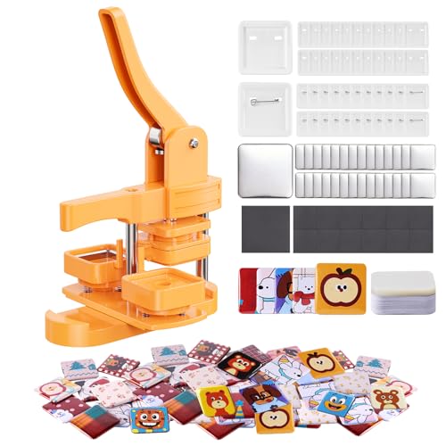 Alldeer Quadrat-Knopf-Maschine, 50 mm, Kühlschrank-Magnetknopf-Set, mit 50 Magnet-Zubehör + 50 Kunststoff-Pinback-Zubehör, einfaches Bastelwerkzeug für DIY-Geschenke Alldeer Quadrat-Knopf-Maschine, 50 mm, Kühlschrank-Magnetknopf-Set, mit 50 Magnet-Zubehör + 50 Kunststoff-Pinback-Zubehör, einfaches Bastelwerkzeug für DIY-Geschenke von Alldeer
