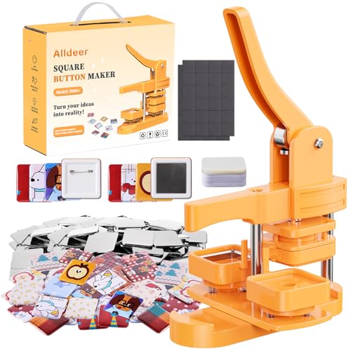 Alldeer Quadratische Knopf-Maschine, 50 mm, Kühlschrank-Magnet-Knopf-Maker-Set, DIY-Abzeichen-Pressmaschine mit 50 Stück Kühlschrankmagnet-Zubehör + 50 Stück Abzeichenzubehör Alldeer Quadratische Knopf-Maschine, 50 mm, Kühlschrank-Magnet-Knopf-Maker-Set, DIY-Abzeichen-Pressmaschine mit 50 Stück Kühlschrankmagnet-Zubehör + 50 Stück Abzeichenzubehör von Alldeer