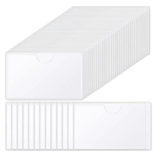 100 Stück Etikettenhalter, 10 x 6 cm Etikettenhalter Selbstklebend, Transparent Photocard Holder, Beschriftungsschilder Holder, Visitenkartenhalter, für Büro Zuhause Schule Organisieren Sortieren von Alleshelfer