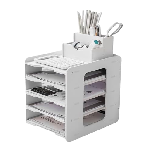 5-Tier Ablagefächer Schreibtisch, Schreibtisch Organizer mit 5 Ablagefächern, Stifthalter Briefablage A4 Papierablage Stapelbar Dokumentenablage Weiß aus PVC für Büro Schule Zuhause 5-Tier Ablagefächer Schreibtisch, Schreibtisch Organizer mit 5 Ablagefächern, Stifthalter Briefablage A4 Papierablage Stapelbar Dokumentenablage Weiß aus PVC für Büro Schule Zuhause von Alleshelfer