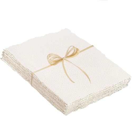 Handgeschöpftes Büttenpapier A4, 28,5 x 19,6 cm, 300 GSM, 25 Blätter, Aquarellpapier für Einladungen und Zeichnen Handgeschöpftes Büttenpapier A4, 28,5 x 19,6 cm, 300 GSM, 25 Blätter, Aquarellpapier für Einladungen und Zeichnen von Alleshelfer