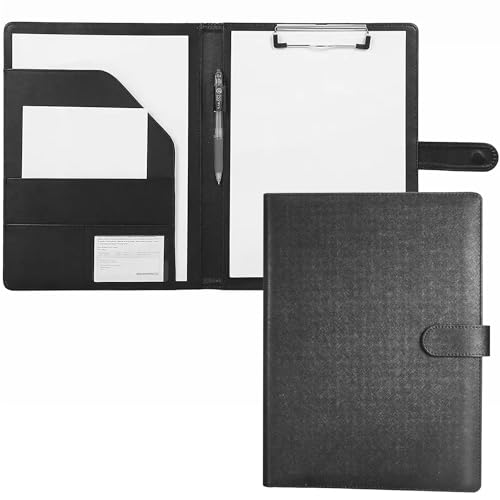 Schreibmappe A4 mit Klemmbrett, PU Leder Konferenzmappe mit Dokumentenfächern, Klemmbrettmappe in Schwarz, Stiftehalter, Klappdeckel – Businessmappe für Büro, Vorstellungsgespräch, Meetings Schreibmappe A4 mit Klemmbrett, PU Leder Konferenzmappe mit Dokumentenfächern, Klemmbrettmappe in Schwarz, Stiftehalter, Klappdeckel – Businessmappe für Büro, Vorstellungsgespräch, Meetings von Alleshelfer