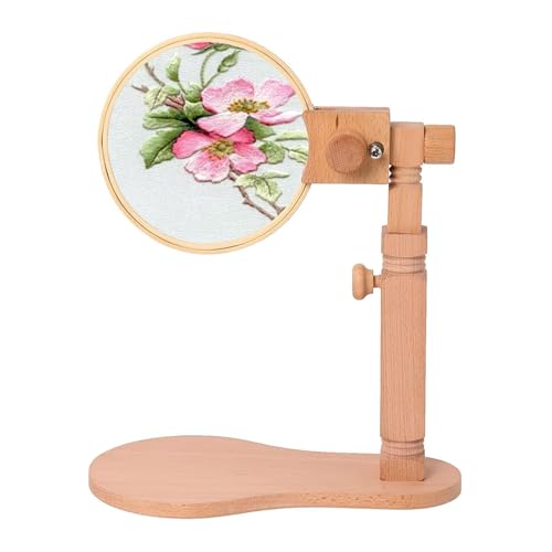 Stickständer, Stickständer Halterung aus Buchenholz, Drehbarer Stickrahmenständer, Kreuzstich Ständer Stickrahmen Holz, Freihändiger Stickrahmenständer für DIY Handwerk Stickerei Nähen Werkzeuge von Alleshelfer