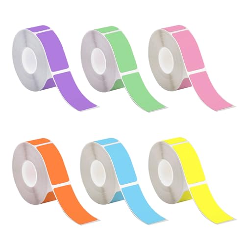 Thermo-Etikettenband, 6 Rollen 12x40mm Etiketten, Papier Etikettenband, Wasser- und Ölbeständig, Selbstklebende Etiketten Geeignet für Haus, Büro, Schule (6 Farben, 960 Etiketten) von Alleshelfer