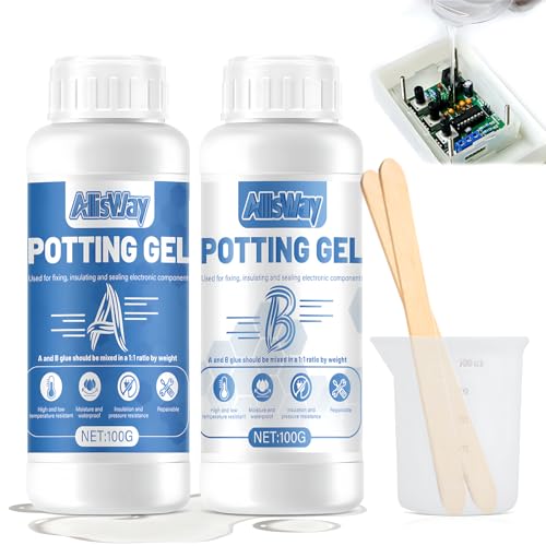 AllisWay Elektrovergussmasse, Gießharz Elektro, Vergussmasse Elektronik, Zweikomponenten Silikon Isoliergel, Demontierbar, Geeignet zum Abdichten von Elektrischen Anlagen etc (200G) von AllisWay
