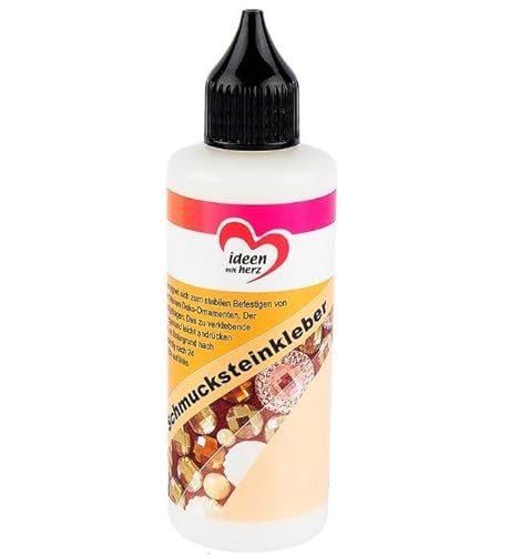 AllisWay Schmucksteinkleber, 100ml Rhinestone Glue, Schmuckkleber Extra Stark Transparent, Strasssteine Kleber, Trocknet Transparent, Enthält Pinzette, Perlen zum Kleben, Langlebig und Robust von AllisWay