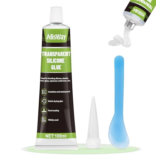 AllisWay Silikon Kleber, 100 Ml Silikonkleber Transparent, Silikon Zum Abdichten Durchsichtig Wasserfest für Glas, Metall, Keramik, Gute Witterungsbeständigkeit, Schnell Trocknender Kleber AllisWay Silikon Kleber, 100 Ml Silikonkleber Transparent, Silikon Zum Abdichten Durchsichtig Wasserfest für Glas, Metall, Keramik, Gute Witterungsbeständigkeit, Schnell Trocknender Kleber von AllisWay