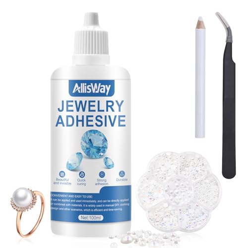 Allisway Schmucksteinkleber, Schmuckkleber, Rhinestone Glue Trocknet Transparent, Punktgenaues Aufkleben Schmucksteine Schmuckkleber Extra Stark Transparent für Handyhüllen-Dekoration, Nailart von AllisWay