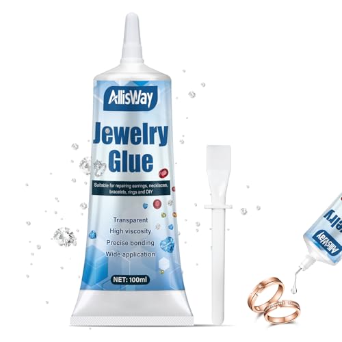Allisway Schmucksteinkleber, Schmuckkleber, Strasssteine Kleber, Punktgenaues Aufkleben Der Schmucksteine und Perlen, Geeignet für Reparatur Von Schmuck und DIY, 100 ml, Transparent von AllisWay