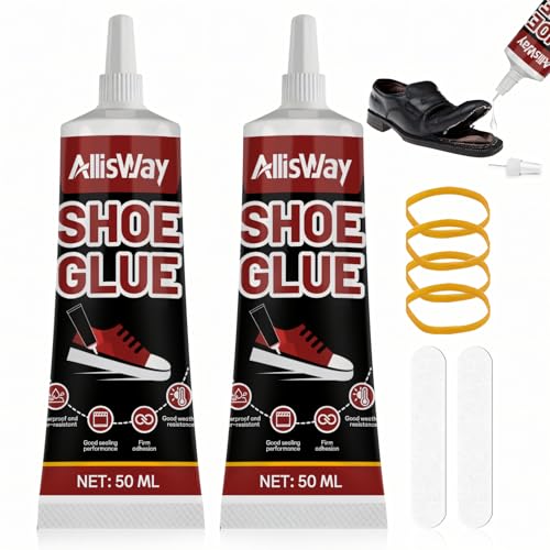 Allisway Schuhkleber Extra Stark Wasserfest, 50ml*2 Kleber Schuhsohle Shoe Glue für Schuhsohlen Reparatur, Geeignet für Die Reparatur Von Rissigen, Abgenutzten Sportschuhe Stiefeln Freizeitschuhen (A) von AllisWay